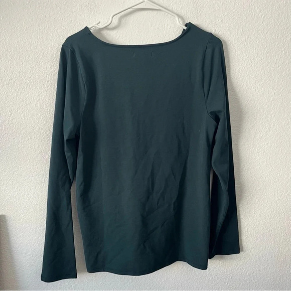 SKU 2 Madewell Twist-Front Long-Sleeve Tee in Dark Green Size XL NWT - Picture 4 of 5